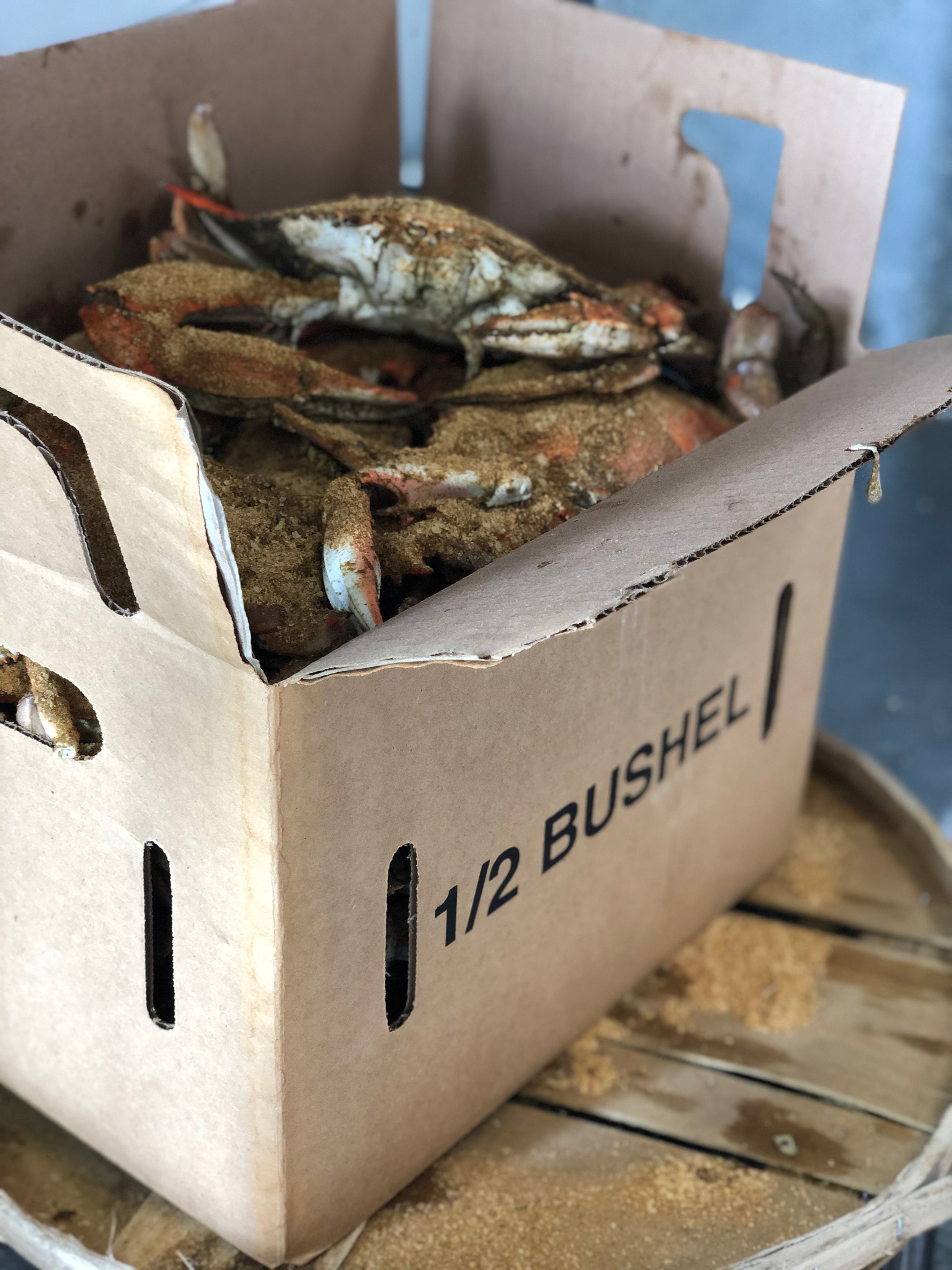 Cardboard Crab Boxes Kent Point Marina & Seafood
